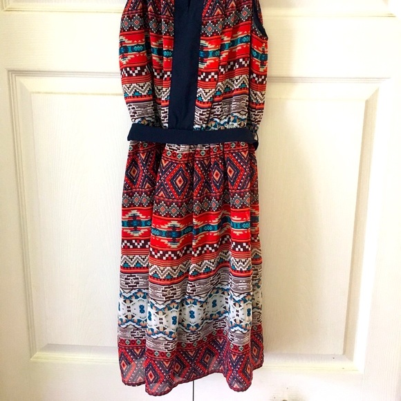 A. Byer Tribal Tunic Dress Red & Blue Patterned - Picture 8 of 9